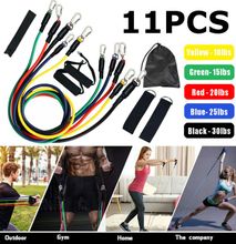 11pcs Set Fitness Resistance Exercise Bands Elastic Pull Rope