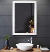 White Framed Mirror, Ready to Hang, Rectangular Wall Mirror For Bathroom, Bedroom, Entryway, Living Room