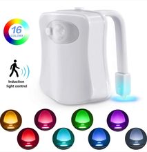 Motion Sensor Toilet Night Light Home Toilet Light Bathroom Body Motion Sensor Toilet Bowl Seat Light Lamp 8-Color Changes Internal Memory Light Detection