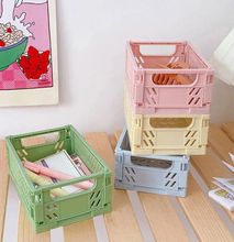 Mini Plastic Baskets for Shelf Storage Organizing, Durable and Space Saving Stacking Folding Storage Baskets