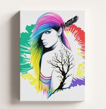 Girl with Tattoo Painting Large Framed Canvas Art Painting