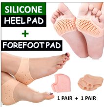 2 Pairs (4 Pieces) Anti Crack Silicone Heel Pads & Honeycomb Forefoot Socks For Feet Skin Care, Breathable Gel Heel Pads & Forefoot Protectors For Men & Women