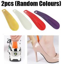 2pcs Professional Shoe Horns Black Plastic Shoe Horn Spoon Shape Shoehorn Shoe Lifter Flexible Sturdy Slips