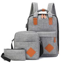 3 in1 Grey Backpack with USB headphone port Handbags