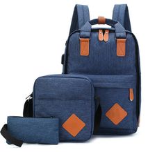 3in1 Navy-blue Backpack with USB headphone port Handbags