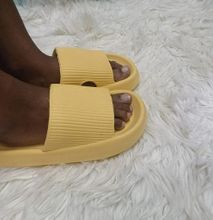 4cm Thick Sole Slipper for Men and Women Yellow