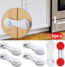 4 Pack Cabinet Locks with Adhesive for Drawer Cupboards Fridge Closet  Childproof Door Latch 