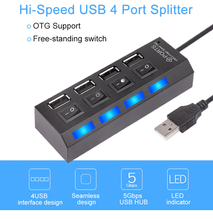 4 Port USB 2.0 HUB Extender Adapter For Laptop PC