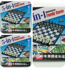5 In 1 FAMILY GAME-CHESS, SNAKE& LADDER, CHINESE CHECKERS ,FLYING CHESS & BACKGAMMON