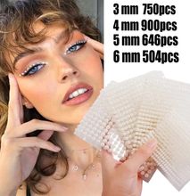 6mm 504pcs Faux Pearl Stickers Self Adhesive Makeup Gem Jewels Decor Face,Eye, Hair, Nail