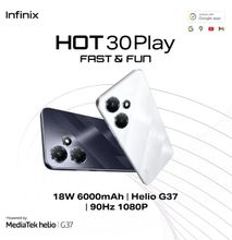 Infinix Hot 30 Play 6000mAh Battery 128Gb internal Storage 8Gb Ram Extable to16gb 16mp Camera Dual Sim 4G 6.8inches Android 13 Infinix Smartphones Black 128 GB