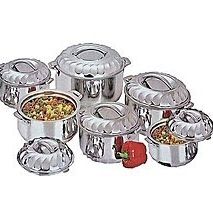 6 Piece Stainless Steel Hot Pots Set Casserole + FREE 2 Serving Spoons