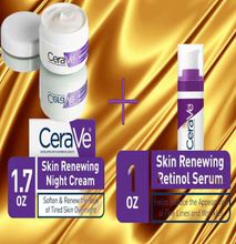 CeraVe Skin RENEWING & SOFTENING Night CREAM + Skin Renewing RETINOL Anti-Wrinkle Face SERUM