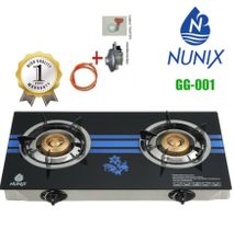 Nunix Glass Table Top Gas Cooker GG001 + 6KG Regulator + 2M Pipe+Tightener