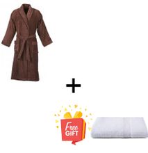 Terry brown robe plus free white towel