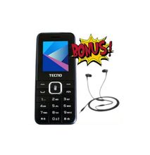 Tecno T201; Dual Sim, Wireless FM Radio, 0.08MP, Memory Card Slot-Black+Free Earphones