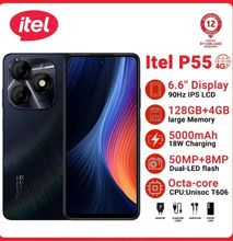 Itel P55 4G LTE Network 128GB Storage upto 8Gb Ram(4+4)GB 6.6-Inch LCD Screen Dual SIM 50MP+8MP Camera 5000mAh Baterry Fingerprint And Face Unlock Smartphone