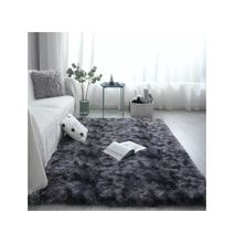 Soft Grey Patched Fluffy Carpets 5*8