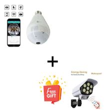 Wifi Wireless Cctv Bulb Camera White plus free motion sensor camera