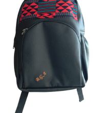 Black Leather With Red ankara backpack