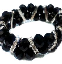 Womens Black Crystal Bracelet