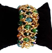 Womens Green crystal chain bracelet