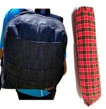 Blue Denim laptop backpack withmaasai shuka