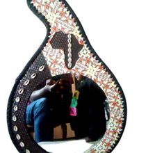 African Leather calabash Mirror