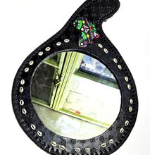 African Black Leather Mirror