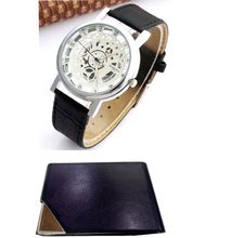 Silver Plated Skeleton watch with cardholder