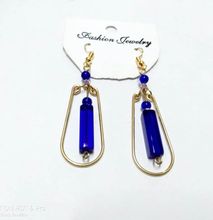 Womens Blue crystal Loop Earring