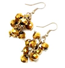 Womens Gold tone beaded crystal earrings