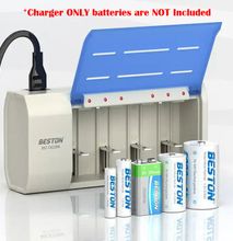 Beston 6 Slots Multi-Functional Smart Rechargeable Battery Charger for AA/AAA/C/D/9V Ni-MH 1.2V Batteries