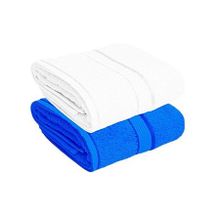 For Her & For Him Couples Bath Towel Set of 2 - 100% Premium Cotton Blue and white normal