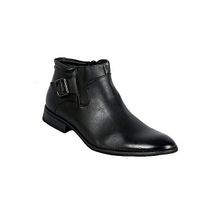 Black Men's Official Leather Boots With Rubber Sole
