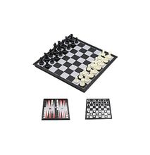 3-in-1 Travel Chess Game Set- Draughts/Checkers, Chess & Backgammon