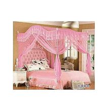 Beautiful curved 5*6 mosquito net with metallic stand-pink