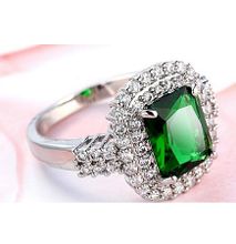 Princess Cut Emerald Jewelry Green CZ Women Ring Anel Aneis 10KT White Gold Filled White Zircon Ring