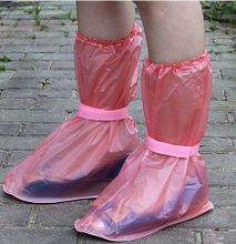 1Pair Reusable Waterproof Rain Shoe Covers Anti-Slip Overshoes(L) Pink