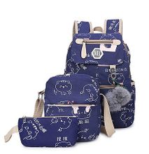USB Charge School bag, backpack,Leisure backpack 3 pcs in 1 set- Blue