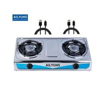 AILYONS Stainless Steel 2 Burner Gas Stove + Free 2 USB Cables