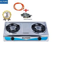 AILYONS Stainless Steel Table Top Double Burner Gas Stove-Gas Cooker