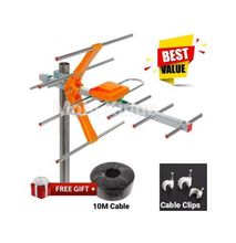 Phelistar Digital TV Aerial + 10mtr Cable + Free Cable Clips