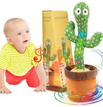 Dancing Cactus Baby Talking Repeats What You Say, Mimicking Toy with LED English Sing 15 Second Voice Recorder Musical