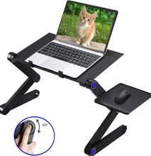 Adjustable Laptop Table Computer Stand With Mouse Pad In Bed Couch Office Sofa-Black