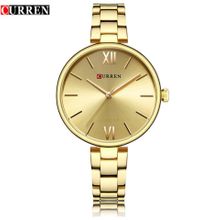 Curren 9017 Gold Women Quartz Wrist Watch Jewelry Steel For Ladies