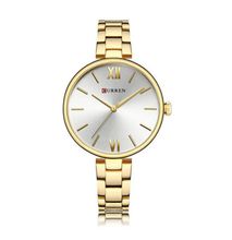 Curren Gold & White Women Quartz Wrist Watch Jewelry Steel For Ladies