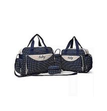 Generic Navy blue With White Polka Dots 5 In 1 Diaper Bag