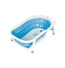 Generic Baby Bathtub Bathing Folding Safety Foldable Tub Durable- Blue