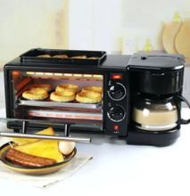 3 in 1 Home Breakfast machine Coffee machine Electric Oven Toasted bread Coffee maker Black